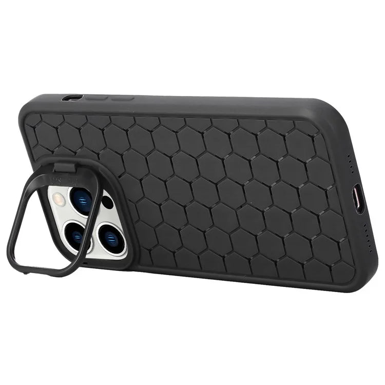 For iPhone 15 Pro Max Case Lens Kickstand TPU Phone Cover Breathable Cooling