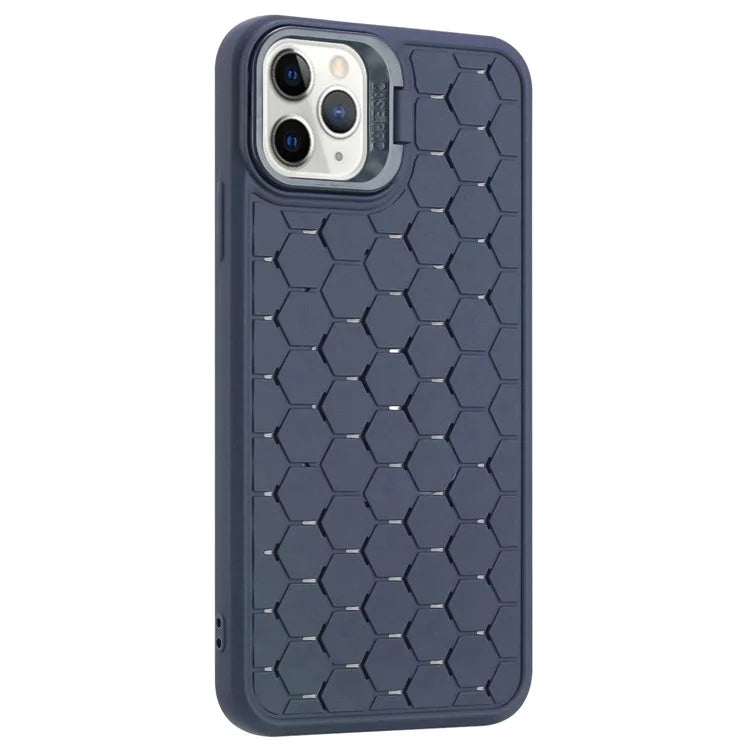 For iPhone 11 Pro Max TPU Case Kickstand Heat Dissipation Breathable Phone Cover