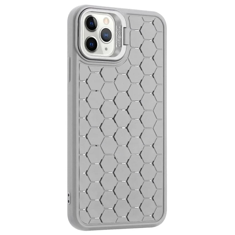 For iPhone 11 Pro Max TPU Case Kickstand Heat Dissipation Breathable Phone Cover