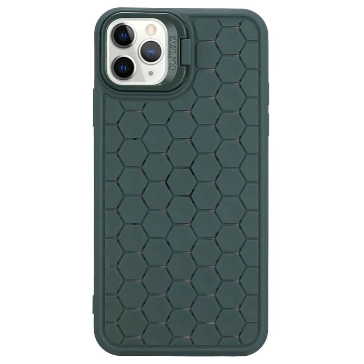 For iPhone 11 Pro Max TPU Case Kickstand Heat Dissipation Breathable Phone Cover