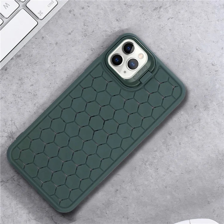 For iPhone 11 Pro Max TPU Case Kickstand Heat Dissipation Breathable Phone Cover