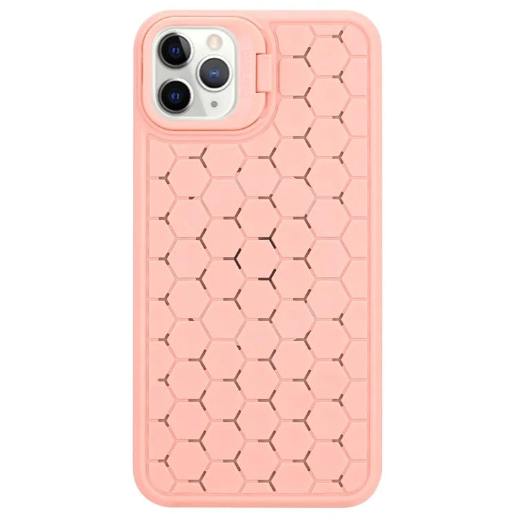 For iPhone 11 Pro Max TPU Case Kickstand Heat Dissipation Breathable Phone Cover