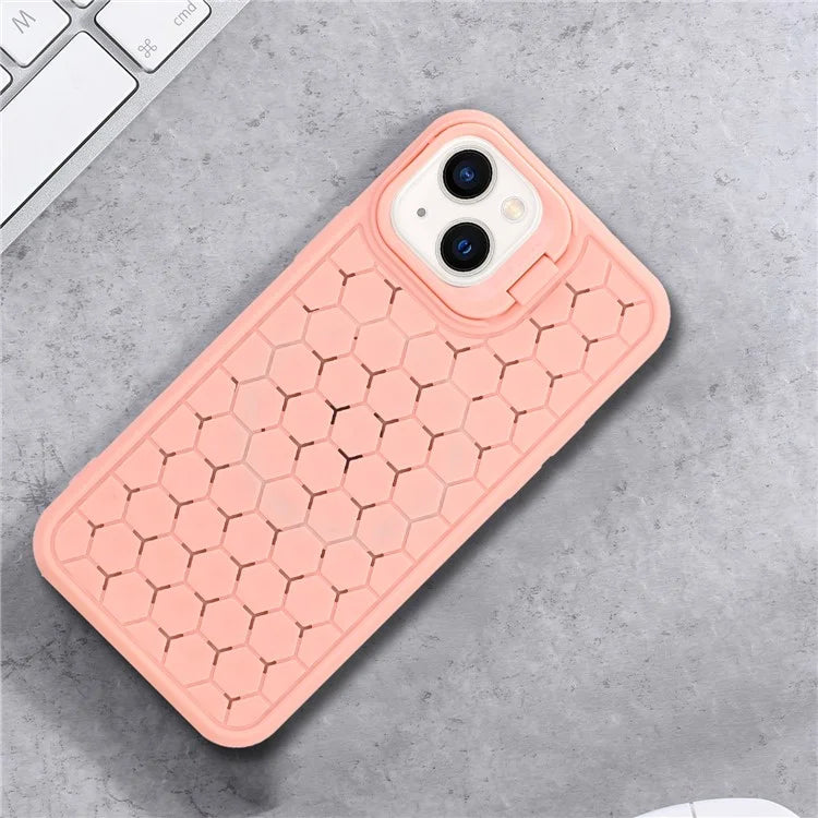 For iPhone 14 Case Hidden Kickstand Heat Dissipation Soft TPU Phone Cover