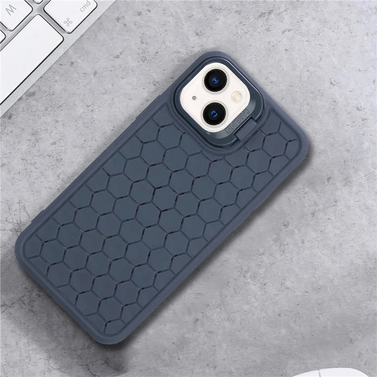 For iPhone 14 Case Hidden Kickstand Heat Dissipation Soft TPU Phone Cover