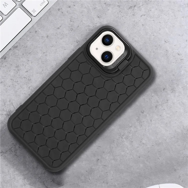 For iPhone 14 Case Hidden Kickstand Heat Dissipation Soft TPU Phone Cover