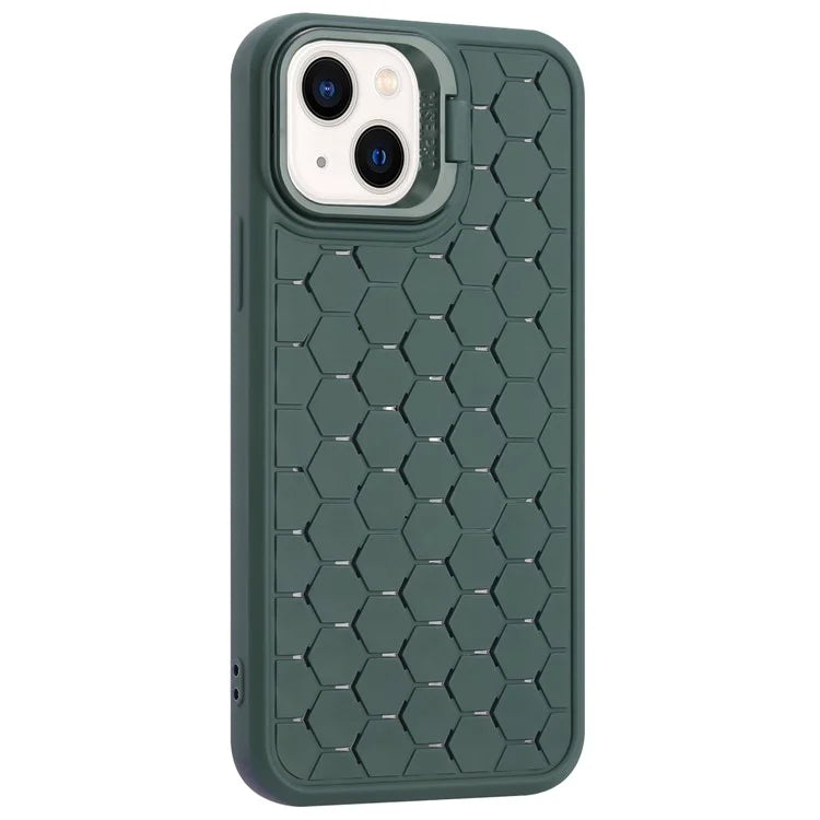 For iPhone 14 Case Hidden Kickstand Heat Dissipation Soft TPU Phone Cover