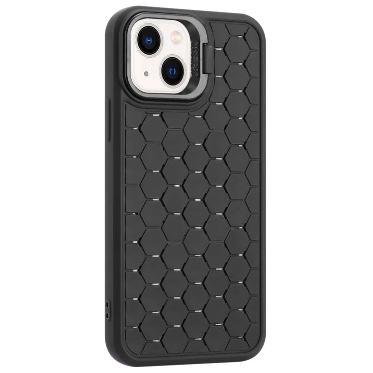 For iPhone 13 TPU Case Heat Dissipation Lens Frame Kickstand Phone Cover