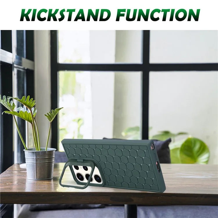 For Samsung Galaxy S23 Ultra Case Protective TPU Breathable Cooling Phone Cover with Kickstand