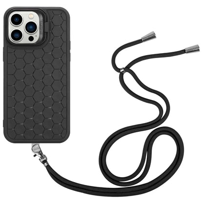 For iPhone 12 Pro Max Case with Shoulder Strap Kickstand Heat Dissipation TPU Phone Cover