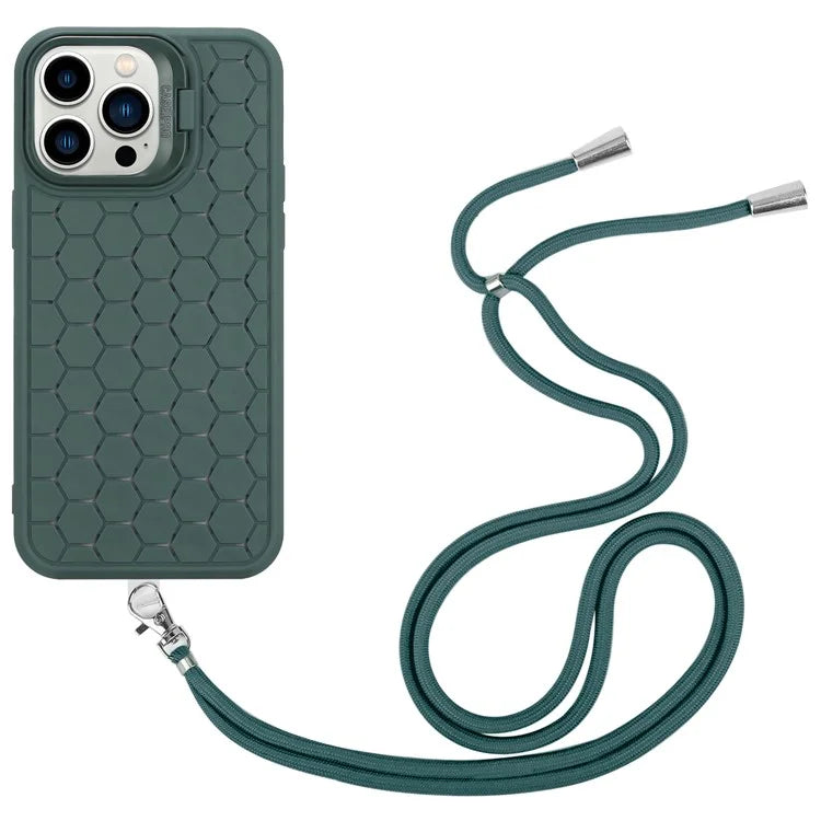 For iPhone 12 Pro Max Case with Shoulder Strap Kickstand Heat Dissipation TPU Phone Cover