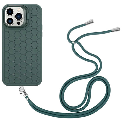 For iPhone 12 Pro Max Case with Shoulder Strap Kickstand Heat Dissipation TPU Phone Cover