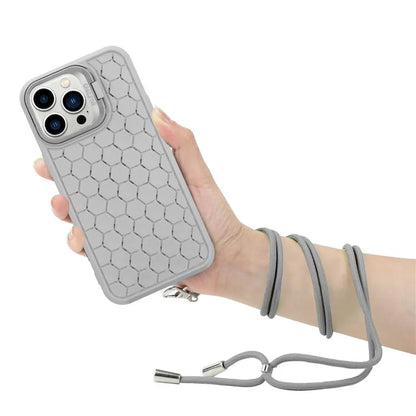 For iPhone 12 Pro Max Case with Shoulder Strap Kickstand Heat Dissipation TPU Phone Cover