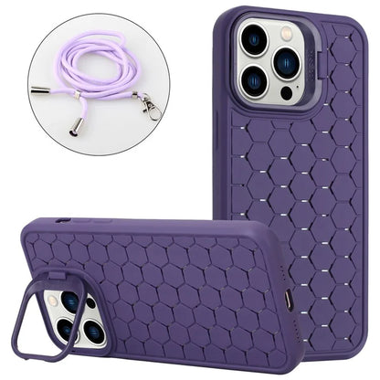 For iPhone 12 Pro Max Case with Shoulder Strap Kickstand Heat Dissipation TPU Phone Cover