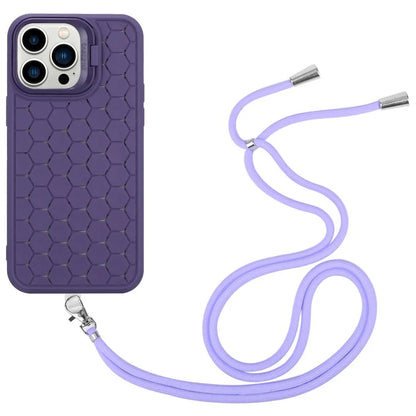 For iPhone 12 Pro Max Case with Shoulder Strap Kickstand Heat Dissipation TPU Phone Cover