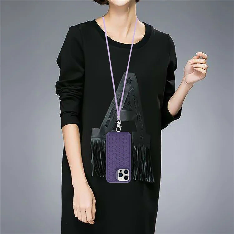 For iPhone 12 Pro Max Case with Shoulder Strap Kickstand Heat Dissipation TPU Phone Cover