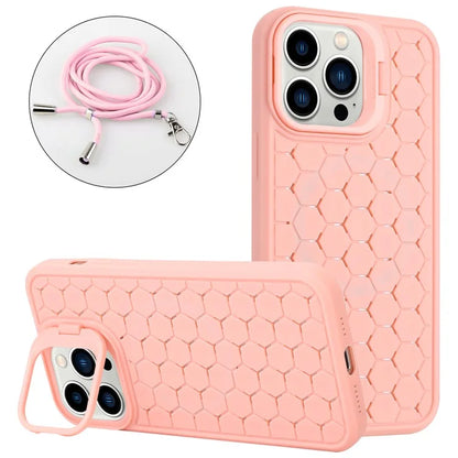 For iPhone 12 Pro Max Case with Shoulder Strap Kickstand Heat Dissipation TPU Phone Cover