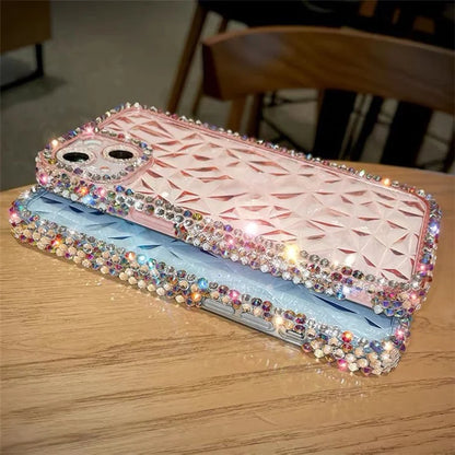 For iPhone 13 Diamond Texture Full Rhinestone Edge TPU Phone Cover
