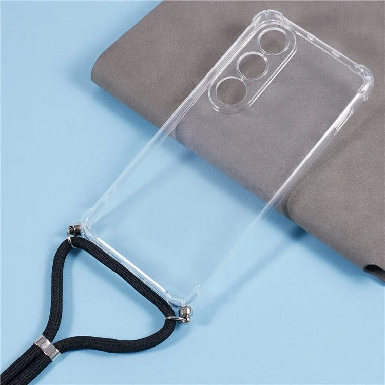 For OnePlus Ace 3V 5G Clear Phone Case Drop-proof Corner TPU Back Cover with Lanyard