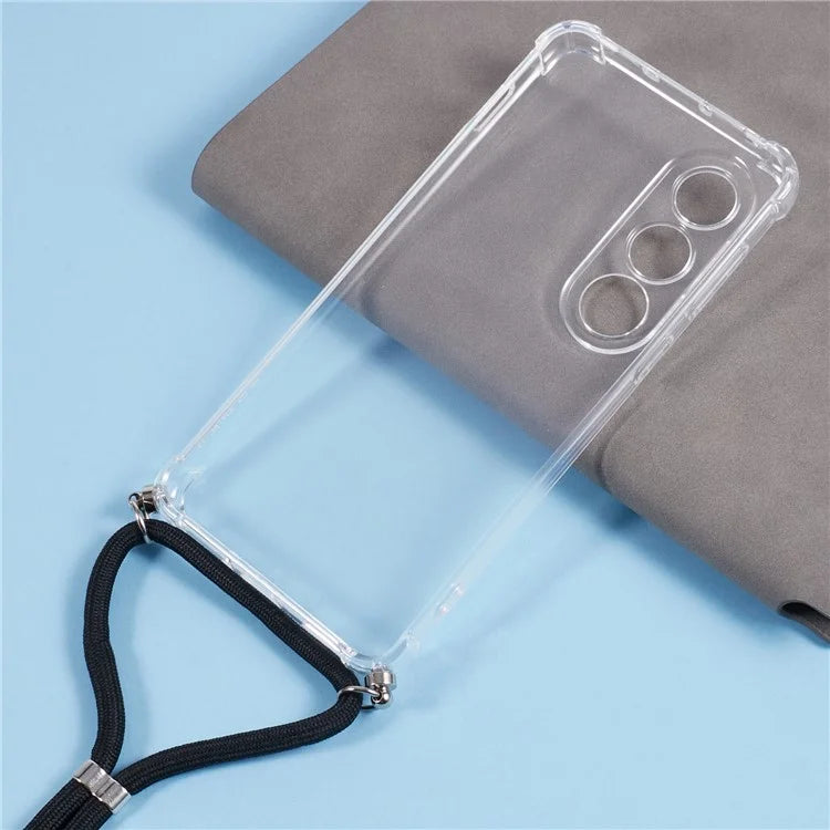 For OnePlus Ace 3V 5G Clear Phone Case Drop-proof Corner TPU Back Cover with Lanyard