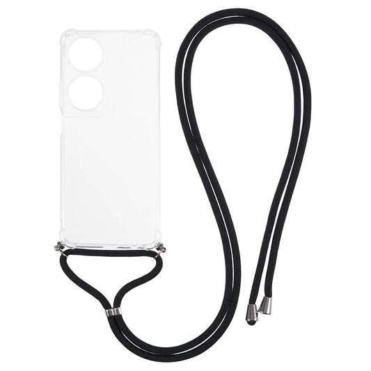 For Honor X7b 5G TPU Case Four Corner Protection Clear Phone Cover with Lanyard