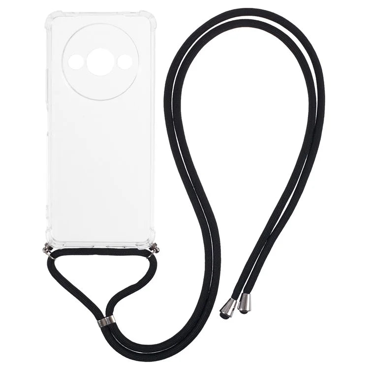 For Xiaomi Redmi A3 / Poco C61 4G Case TPU Anti-Scratch HD Clear Protective Back Phone Cover with Lanyard
