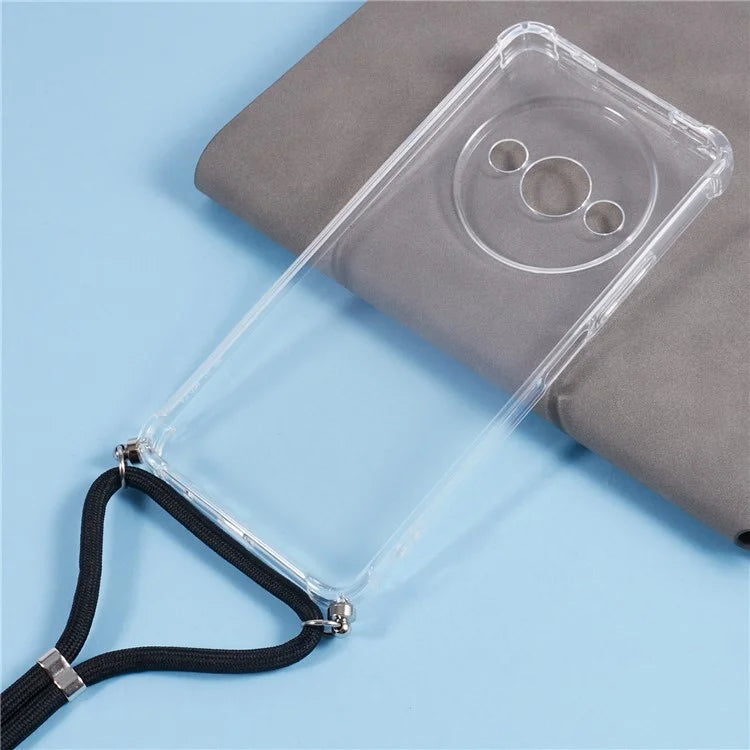 For Xiaomi Redmi A3 / Poco C61 4G Case TPU Anti-Scratch HD Clear Protective Back Phone Cover with Lanyard