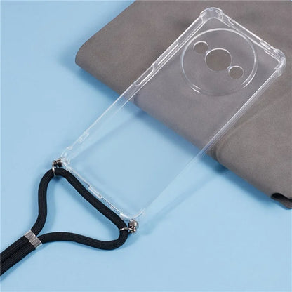 For Xiaomi Redmi A3 / Poco C61 4G Case TPU Anti-Scratch HD Clear Protective Back Phone Cover with Lanyard
