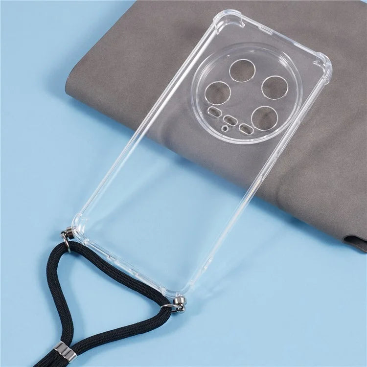 For Xiaomi 14 Ultra Case TPU Anti-scratch HD Clear Protective Back Cover with Lanyard