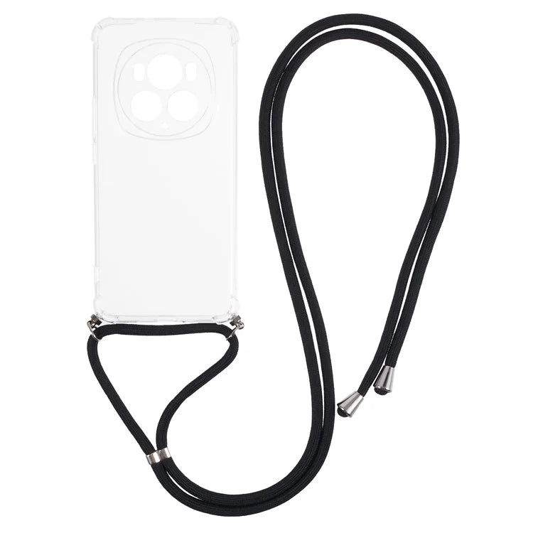 For Honor Magic6 Pro 5G Clear Case Rreinforced Corner TPU Phone Cover with Lanyard