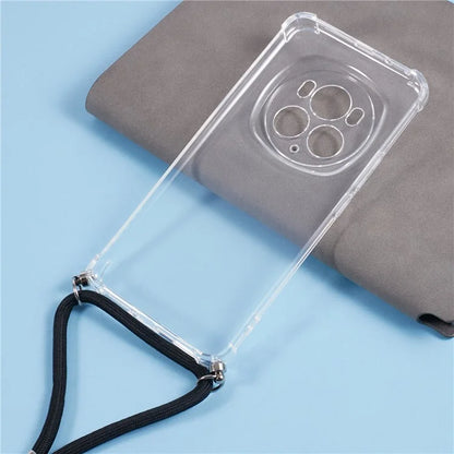 For Honor Magic6 Pro 5G Clear Case Rreinforced Corner TPU Phone Cover with Lanyard