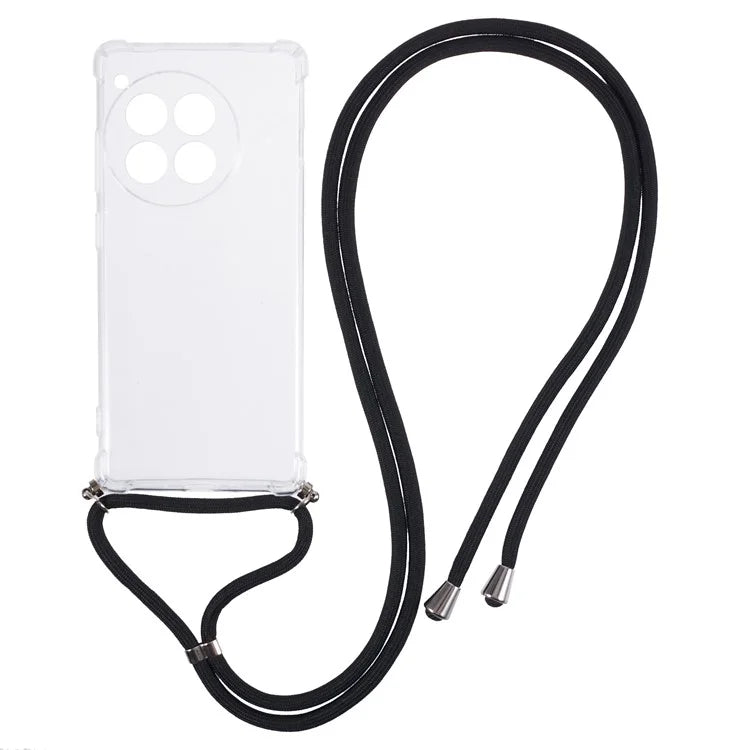 For OnePlus Ace 3 5G / 12R 5G Case Clear TPU Protective Back Phone Cover with Lanyard