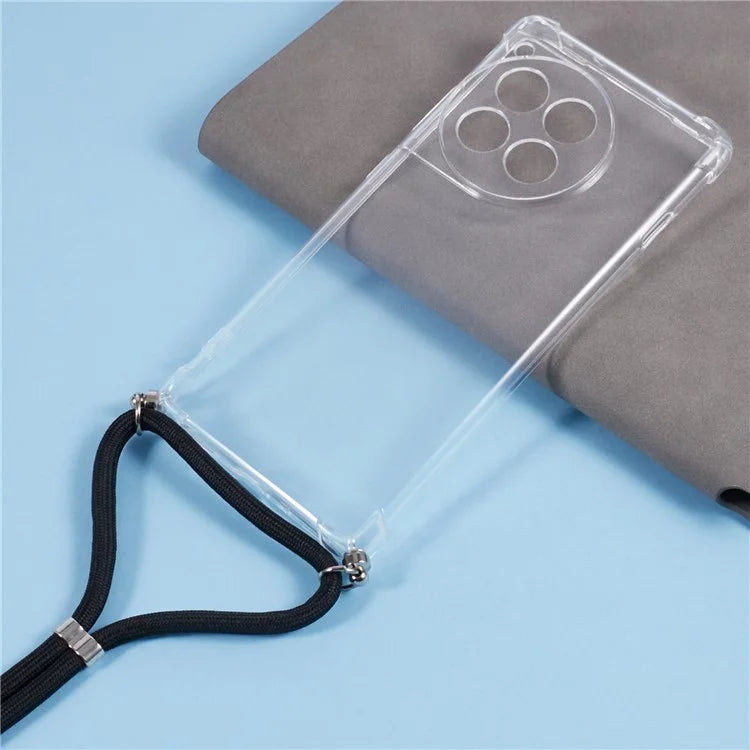 For OnePlus Ace 3 5G / 12R 5G Case Clear TPU Protective Back Phone Cover with Lanyard