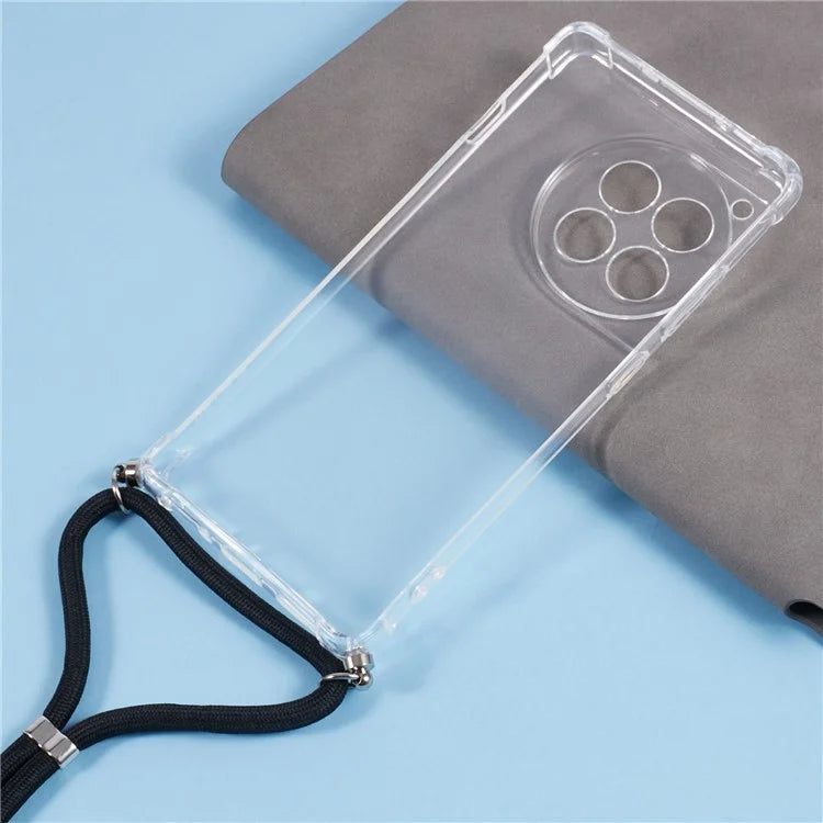 For OnePlus Ace 3 5G / 12R 5G Case Clear TPU Protective Back Phone Cover with Lanyard