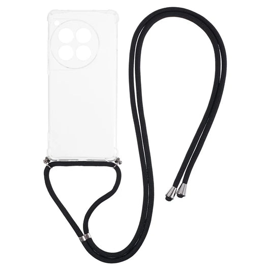 For OnePlus 12 5G Clear Case Soft TPU Corner Protection Phone Cover with Lanyard
