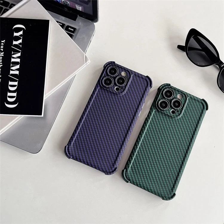 For iPhone 14 Pro Max TPU Case Reinforced Corner Phone Cover Carbon Fiber Texture