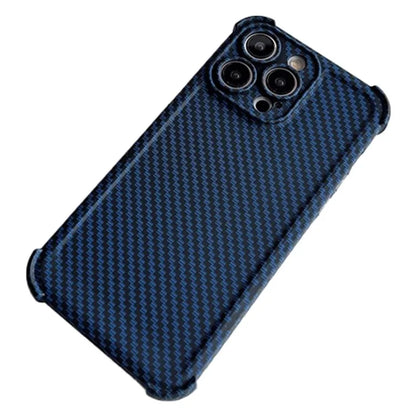 For iPhone 14 Pro Case Reinforced Corner Carbon Fiber Texture TPU Phone Shell