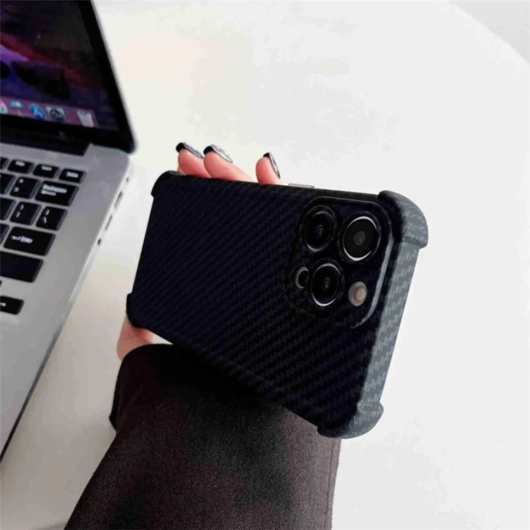 For iPhone 14 Pro Case Reinforced Corner Carbon Fiber Texture TPU Phone Shell
