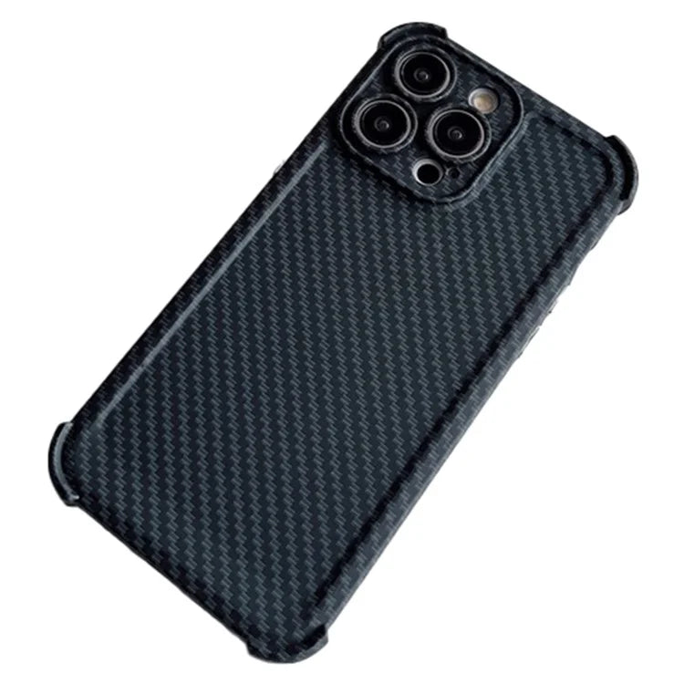 For iPhone 15 Pro Max TPU Case Reinforced Corner Carbon Fiber Texture Phone Shell