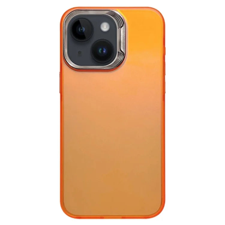 For iPhone 15 Plus Gradient Case Electroplating Lens Frame Laser Effect PC+TPU Phone Cover