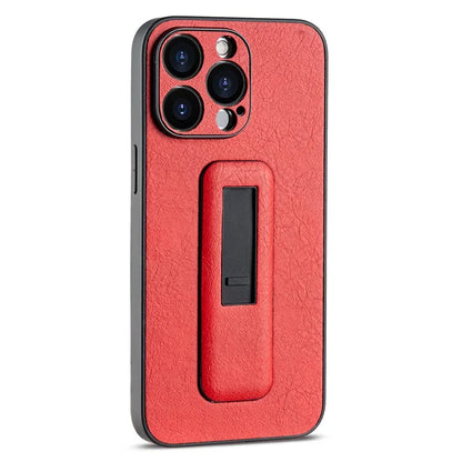 For iPhone 13 Pro Max Case PC+PU Leather Phone Cover with Push-pull Kickstand