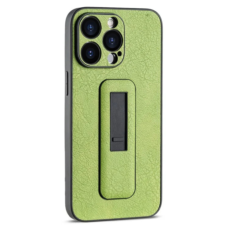 For iPhone 13 Pro Max Case PC+PU Leather Phone Cover with Push-pull Kickstand