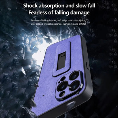 For iPhone 13 Pro Max Case PC+PU Leather Phone Cover with Push-pull Kickstand