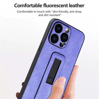 For iPhone 13 Pro Max Case PC+PU Leather Phone Cover with Push-pull Kickstand