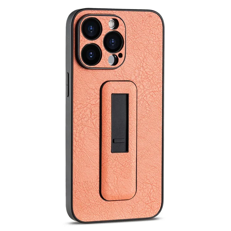 For iPhone 14 Pro Max Case PC+PU Leather Cell Phone Cover with Push-pull Kickstand