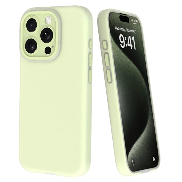 For iPhone 15 Pro Case with Lens Dopamine Design Liquid Silicone Soft Phone Cover