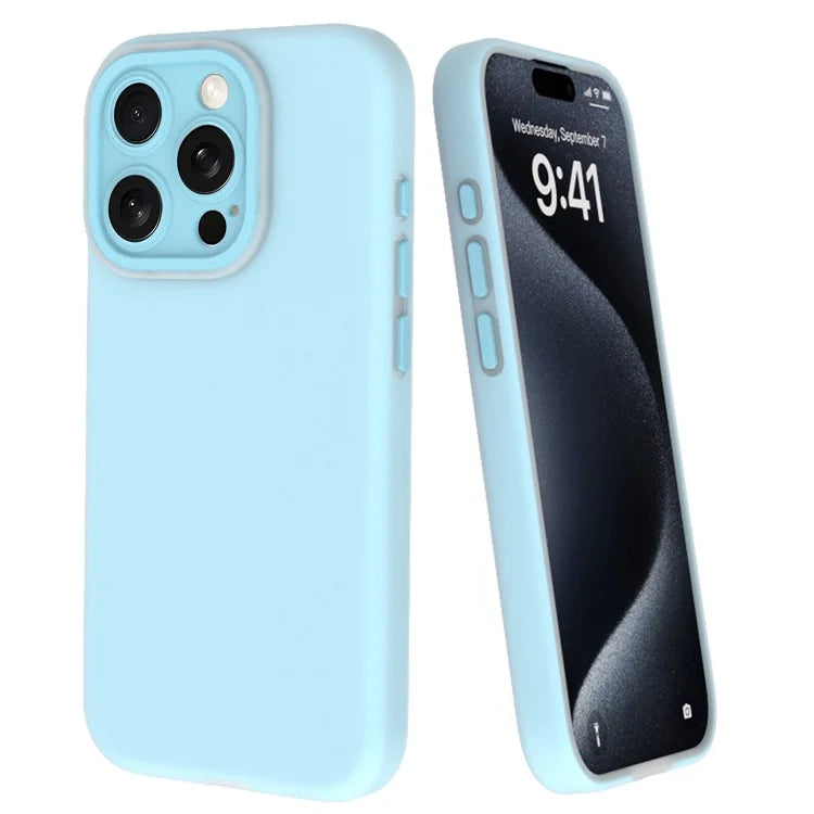 For iPhone 15 Pro Case with Lens Dopamine Design Liquid Silicone Soft Phone Cover