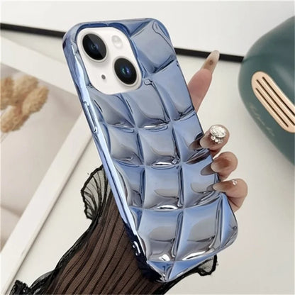 For iPhone 15 TPU Case Electroplating Rhombus Grid Protective Phone Cover