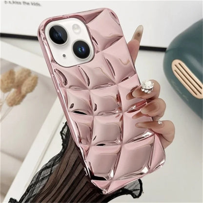 For iPhone 15 Plus TPU Case Rhombus Grid Pattern Electroplated Protective Back Shell