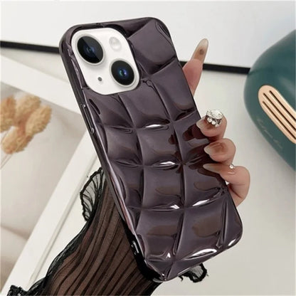 For iPhone 14 Case Rhombus Grid Pattern Electroplating TPU Back Phone Cover