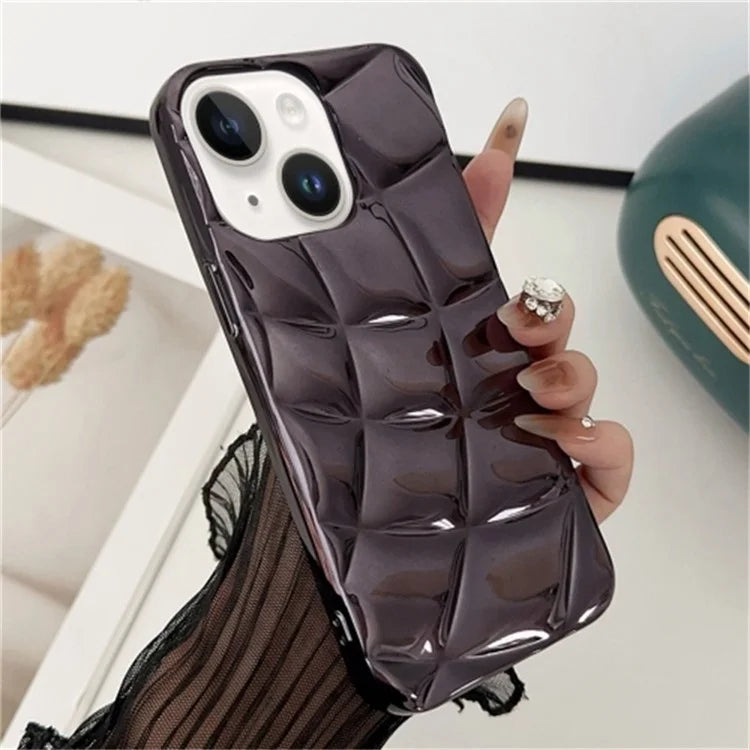For iPhone 13 Case Rhombus Grid TPU Phone Cover Electroplating Surface
